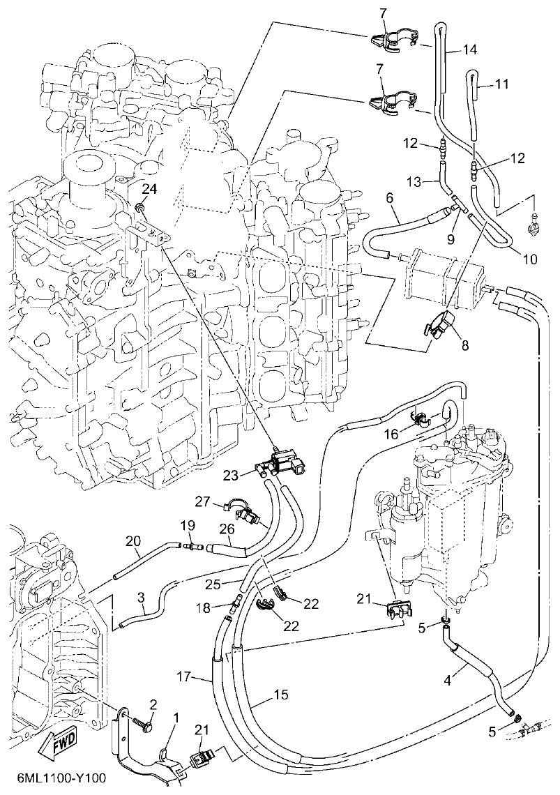 Yamaha F350BST, FL350BST INTAKE 2 parts diagram